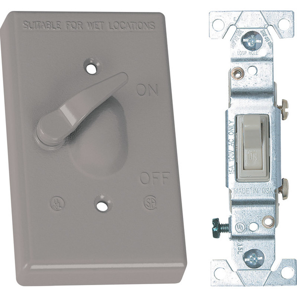 Sigma Electric Electrical Box Cover, 1 Gang, Rectangular, Metal Die-Cast, Toggle Switch 14216